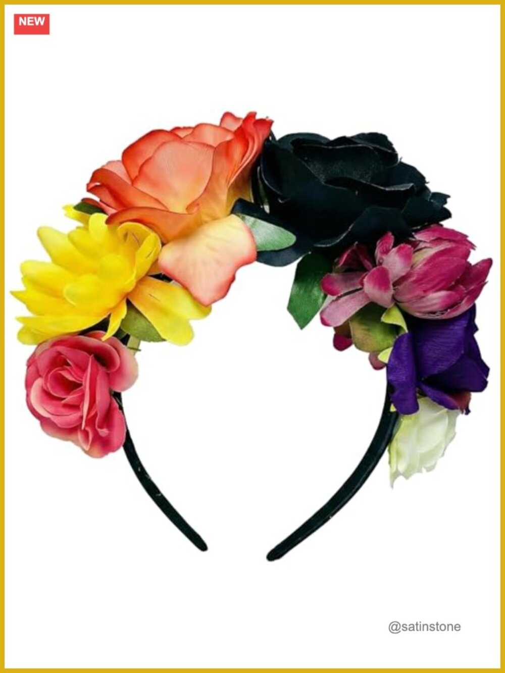 Mexican Rose Flower Crown Headband Day of the Dead Headpiece